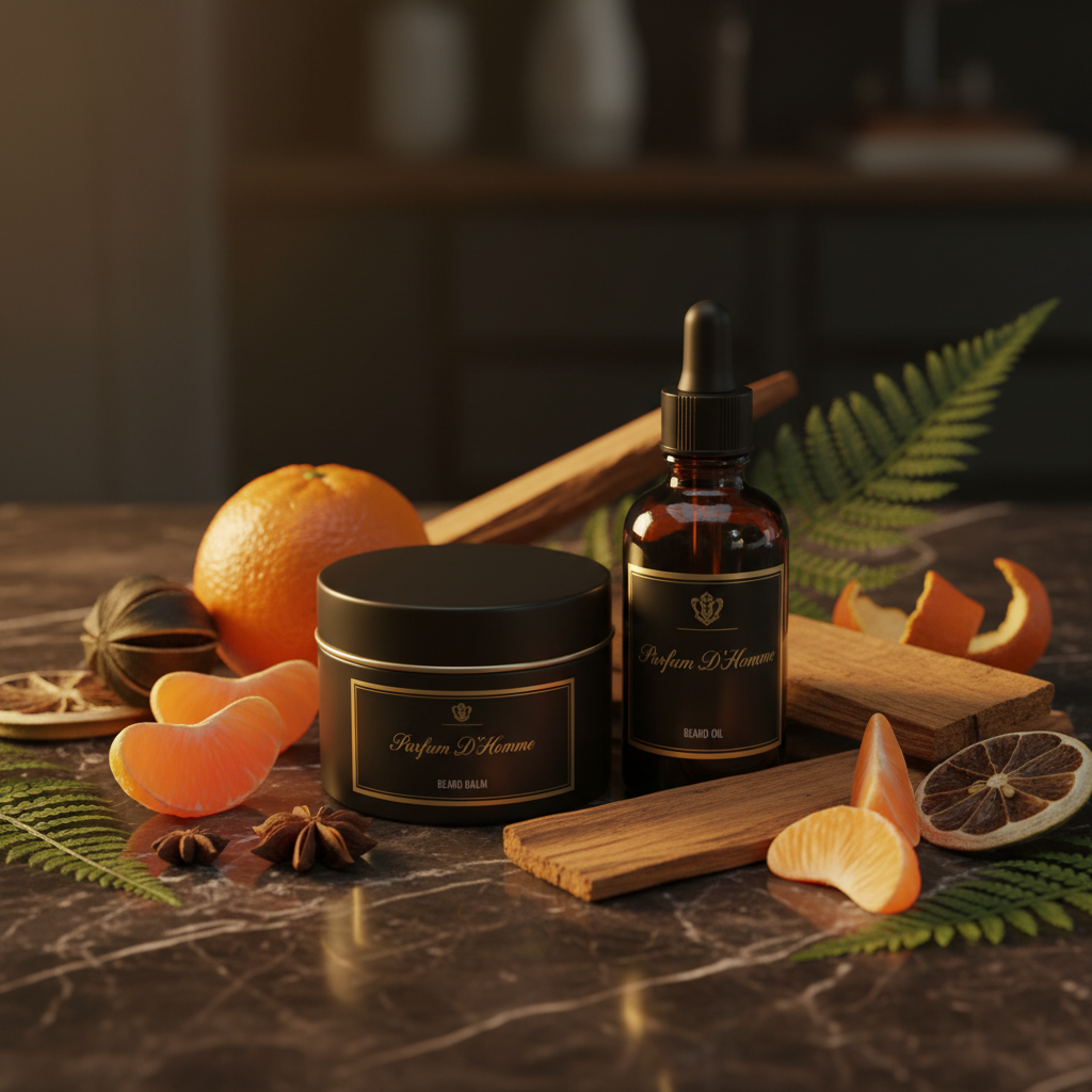 Parfum D'Homme luxury beard balm and oil with mandarin and sandalwood